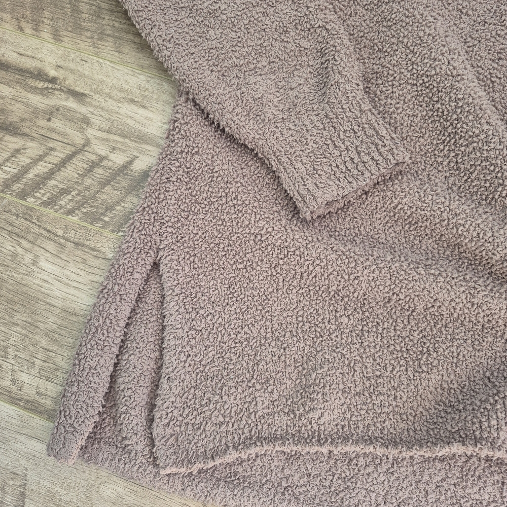 Babaton Aritzia Women's Brown Teddy Oversized V-Neck Lounge Sweater Size Medium - Picture 3 of 5